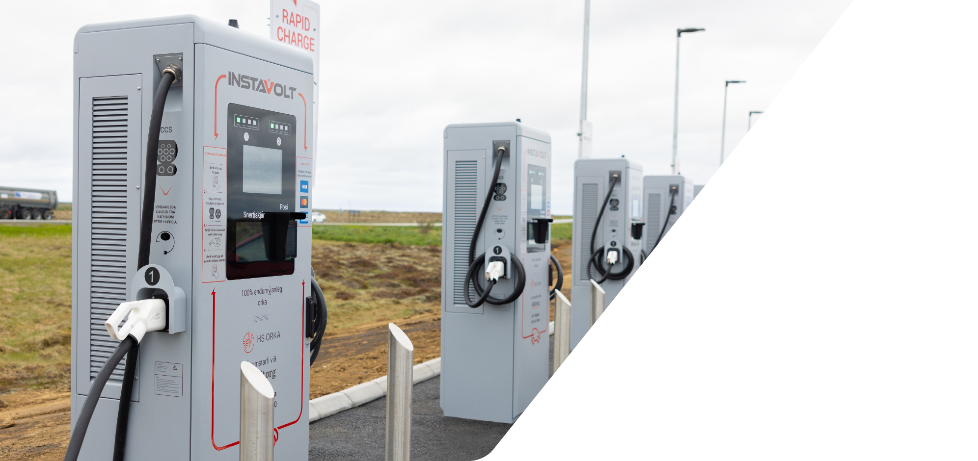 Row of EV chargers