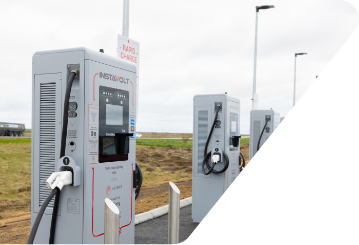 Row of EV chargers