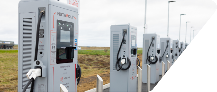 Row of EV chargers